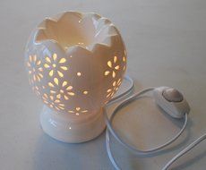 6.5 Inch Aromatherapy lamp white ceramic electric oil diffuser with dimmer control - 6.5 inch H