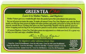 Bigelow Green Tea Chai 20-Count Boxes (Pack of 6)