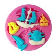FOUR-C Silicone Fondant Mold Sailboats Cake Decorating Supplies Color Pink