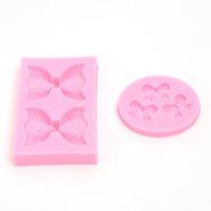 Mandydov 2 Cavity Lovely Bow + 3 Cavity Mini Bow Silicone Decor DIY Craft Mold for Cake Cupcake Fondant Chocolate...