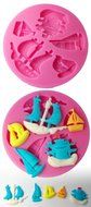 FOUR-C Silicone Fondant Mold Sailboats Cake Decorating Supplies Color Pink N2