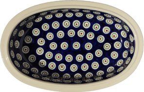 Polish Pottery Oval Serving Dish From Zaklady Ceramiczne Boleslawiec #278-56 Peacock Classic Pattern, Length:... N2