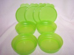 4 Tupperware Microwave Flat Bottom Cereal Bowls _ Various Colors by Tupperware
