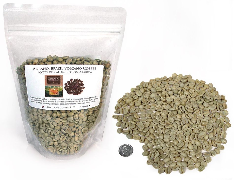 Brazil Adrano Volcano Coffee, Green Unroasted Coffee Beans (1 LB)