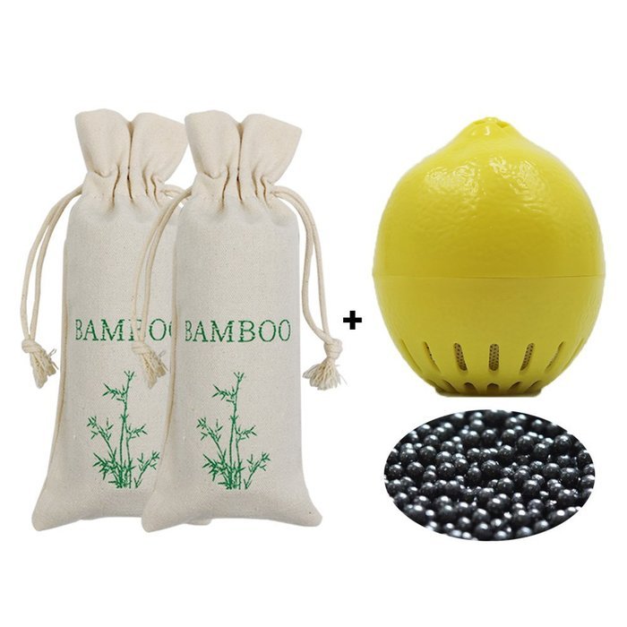 Homder Lemo Shaped Refrigerator Activated Carbon Adsorption Deodorant Freezer Natural Air Purifying Bag and 2...