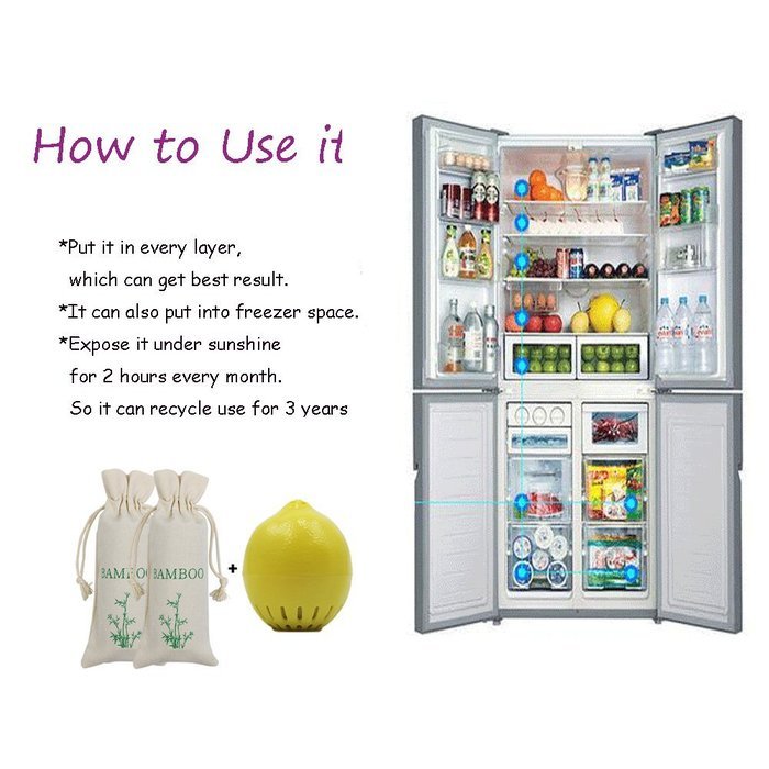 Homder Lemo Shaped Refrigerator Activated Carbon Adsorption Deodorant Freezer Natural Air Purifying Bag and 2... N5