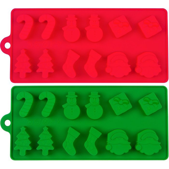 2 Silicone Christmas Molds for cake, cookies, chocolate, fudge, ice, and cooking N4
