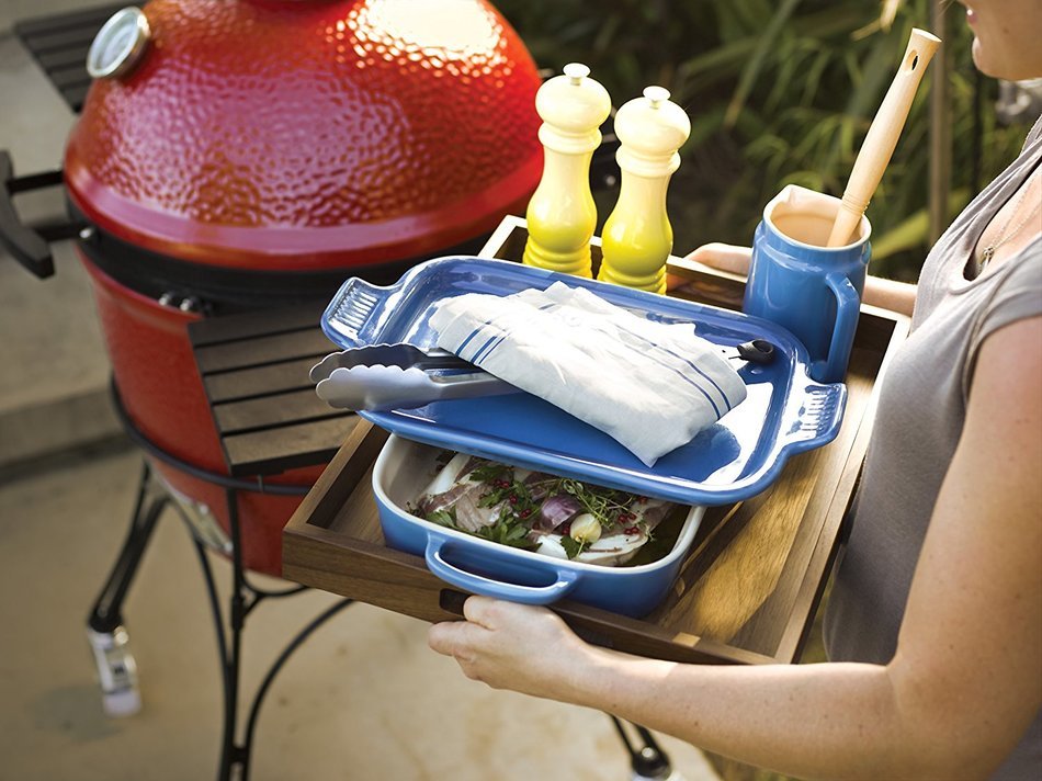 Le Creuset Stoneware Rectangular Dish with Platter Lid, 14 3/4" x 9" x 2 1/2", Palm N5