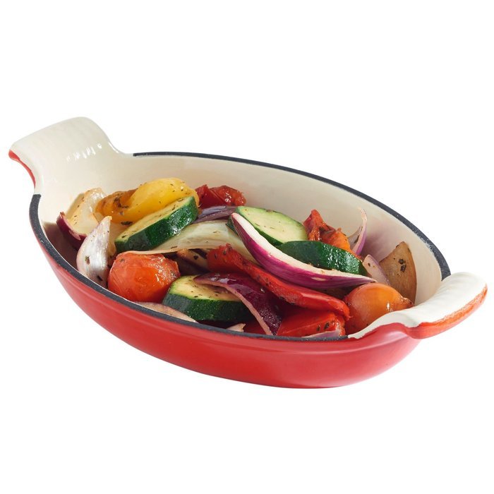 VonShef Cast Iron Dishes Set of 3 Casserole, Gratin and Griddle Set Oven to Table Cookware N5