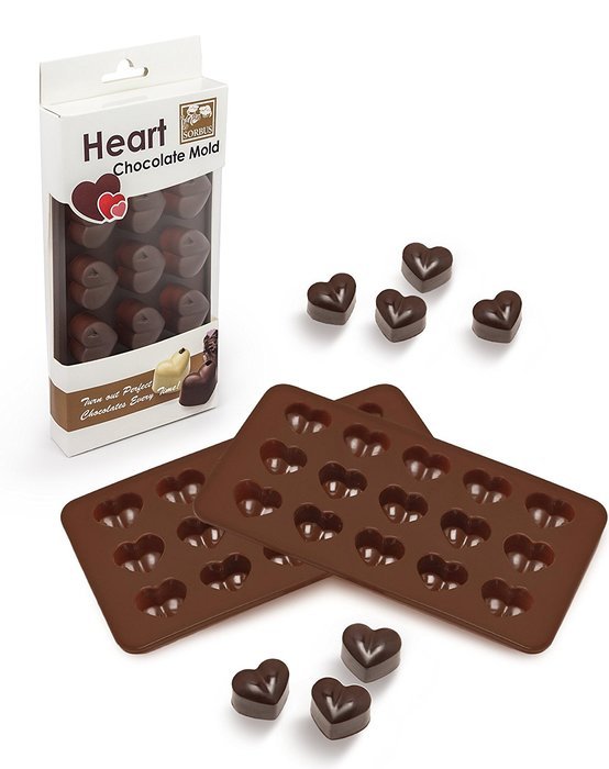 Sorbus&reg; Heart Shaped Silicone Mold for Chocolate, Jelly and Candy - 15-piece Per Mold (Set of 2)