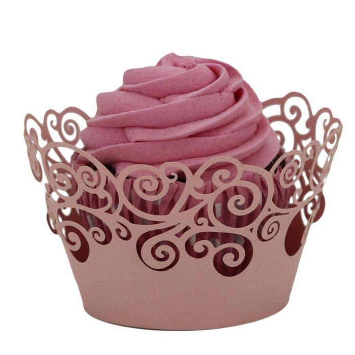 WensLTD 50pc Lace Laser Cut Cupcake Wrapper Liner Baking Cup Muffin (Black) N4