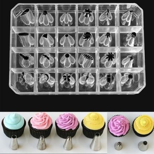 24PCS Icing Piping Nozzles Tips Pastry Cake Cup Sugarcraft Decorating Tool Xmas