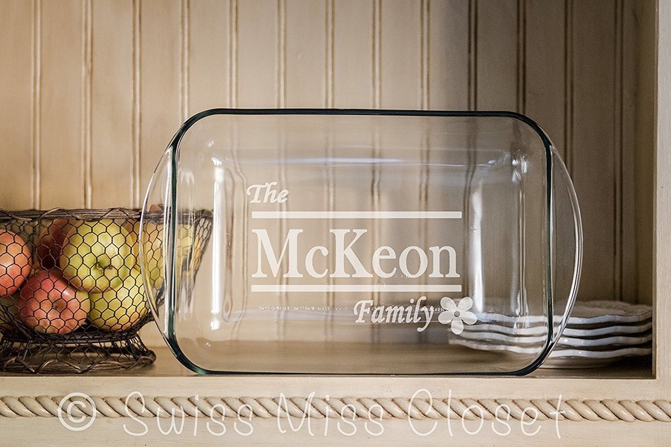 Personalized 9x13 inch 3 Quart Glass Baking Dish Custom Engraved MADE in the USA N5