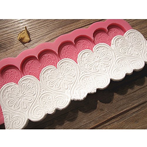 "Heart Shape Silicone Fondant Lace Mold Cake Decorating Mould" shopping