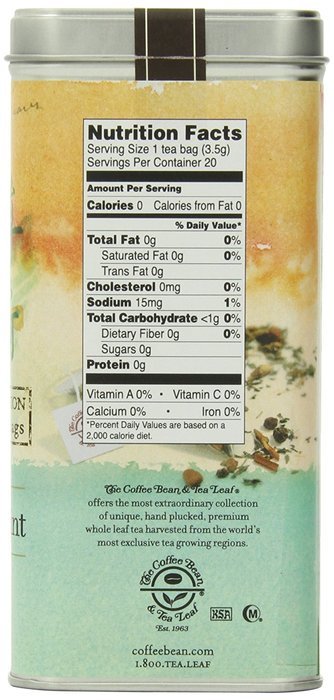 The Coffee Bean & Tea Leaf, Tea, Hand-Picked Ginseng Peppermint, 20 Count Tin N2