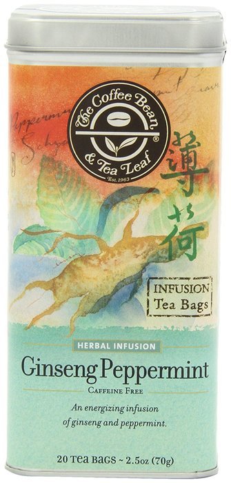 The Coffee Bean & Tea Leaf, Tea, Hand-Picked Ginseng Peppermint, 20 Count Tin N7