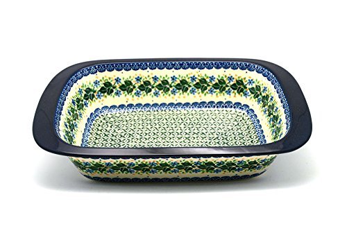 Polish Pottery Baker - Deep Dish with Grip Lip - Ivy Trail
