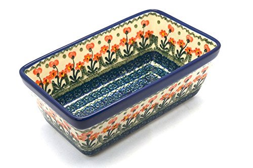 Polish Pottery Baker - Loaf Dish - Peach Spring Daisy free image download