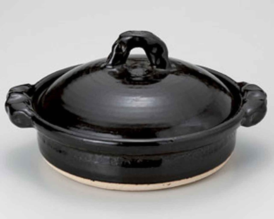Black-Glaze for 5-6 persons 13.2inch Donabe Japanese Hot pot Black Ceramic Made in Japan