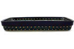 Polish Pottery Rectangular Baker 12-inch Emerald Peacock N3
