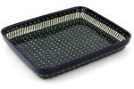 Polish Pottery Rectangular Baker 12-inch Emerald Peacock N4