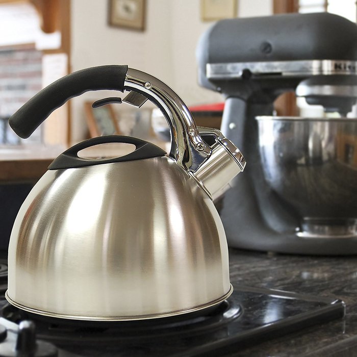 Creative Home Ellipse Stainless Steel Whistling Tea Kettle, 2.8 Quart N3