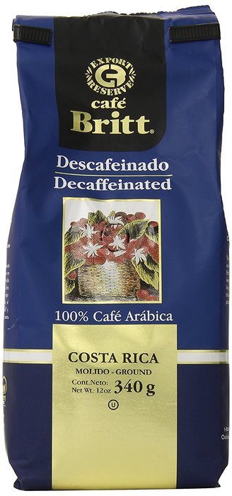 Cafe Britt Costa Rica Decaffeinated Ground Coffee, 12-Ounce Bags (Pack of 2)