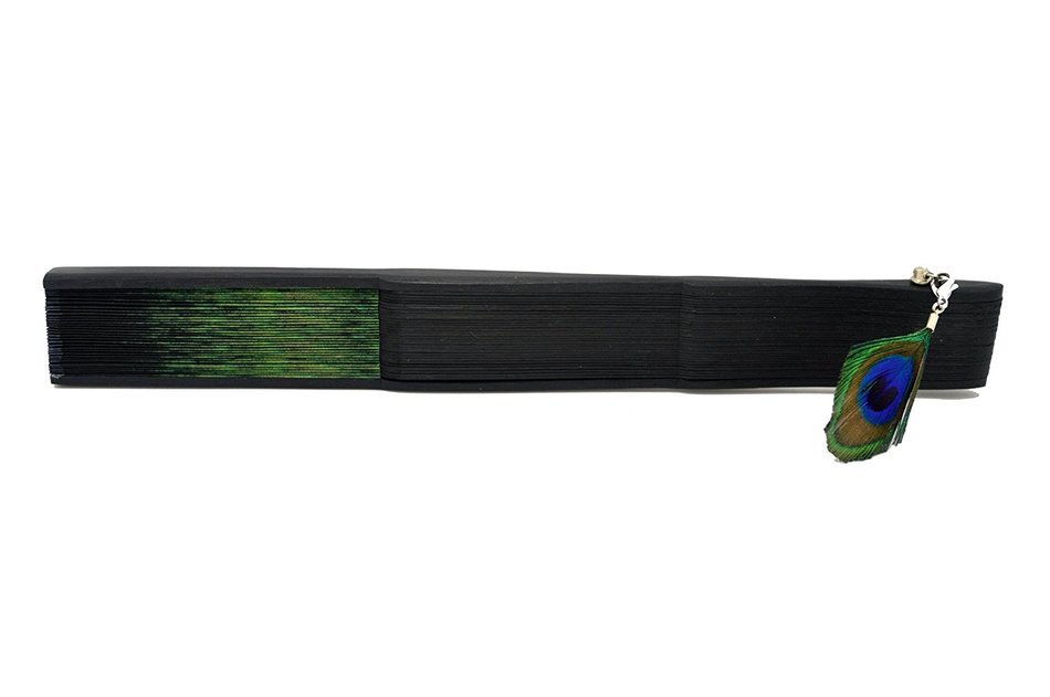 TANG DYNASTY(TM) High Quality Japanese Silks Hand Fan With Peacock Feather Handheld Fan Jhf-186 N5