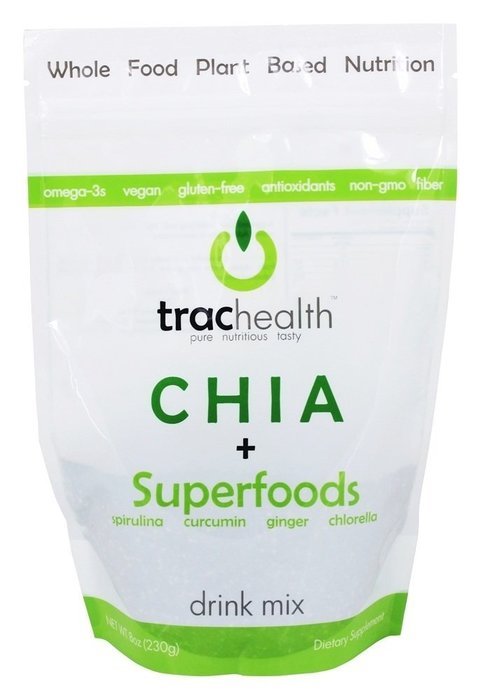 Trac Health Chia Plus Blackberry Hibiscus Green Tea Drink Mix, 273 Gram N11