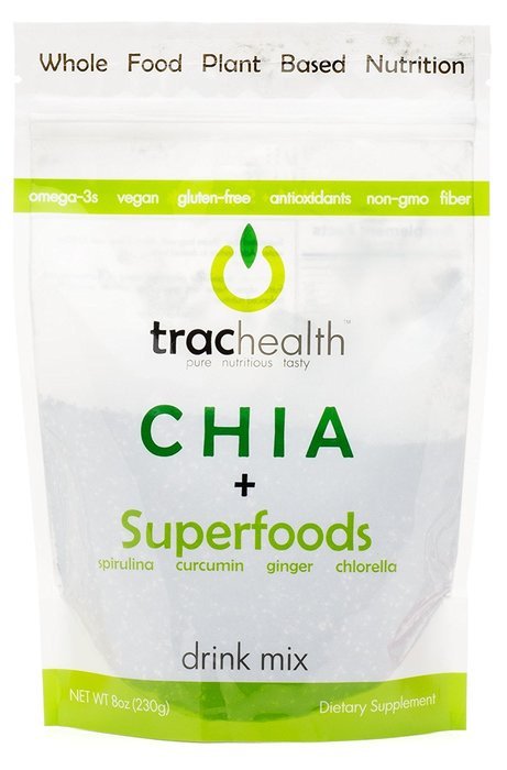 Trac Health Chia Plus Blackberry Hibiscus Green Tea Drink Mix, 273 Gram N16
