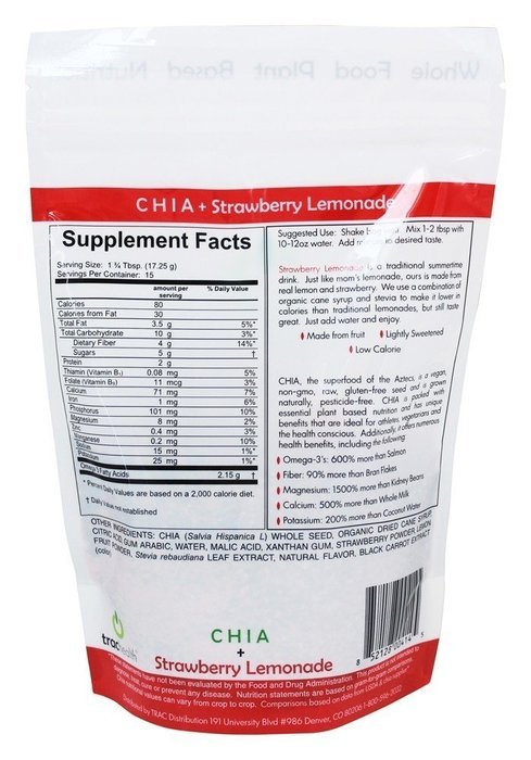 Trac Health Chia Plus Blackberry Hibiscus Green Tea Drink Mix, 273 Gram N22