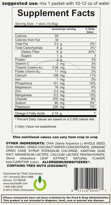 Trac Health Chia Plus Blackberry Hibiscus Green Tea Drink Mix, 273 Gram N27