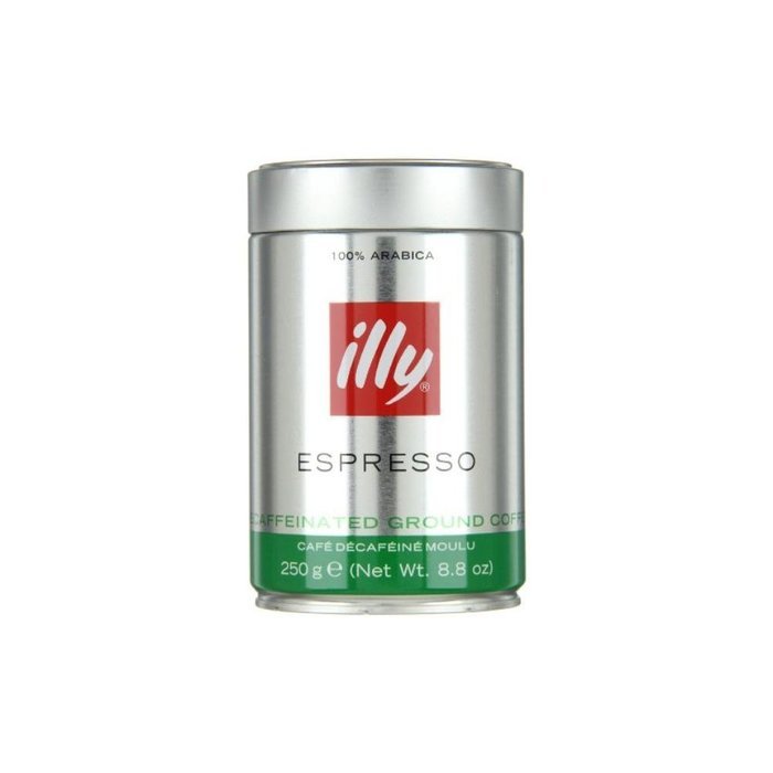 illy Caffe Decaffeinated Ground Coffee (Medium Roast, Green Band) 8.8 coffee cans (Pack of 6)