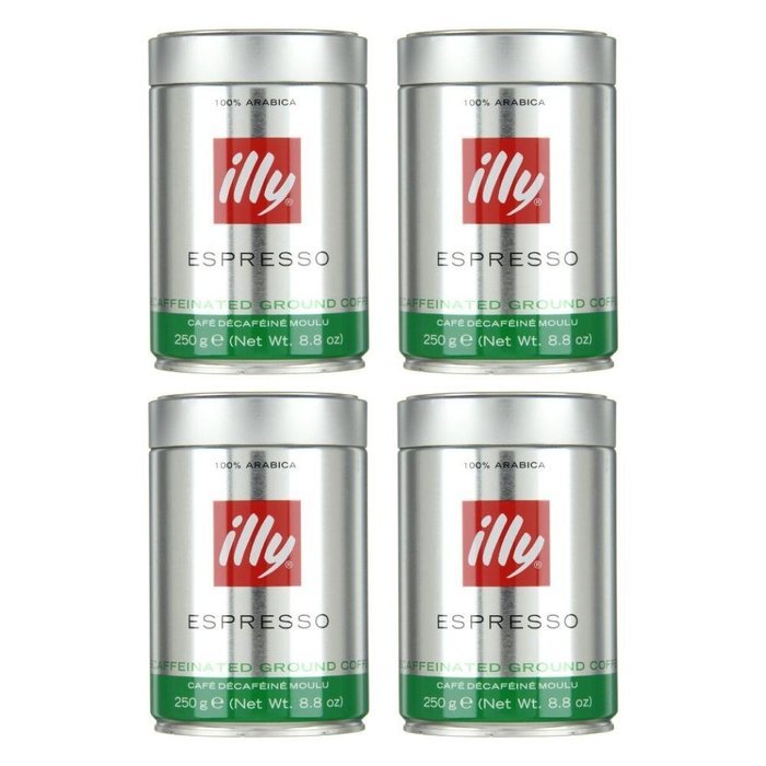 illy Caffe Decaffeinated Ground Coffee (Medium Roast, Green Band) 8.8 coffee cans (Pack of 6) N2