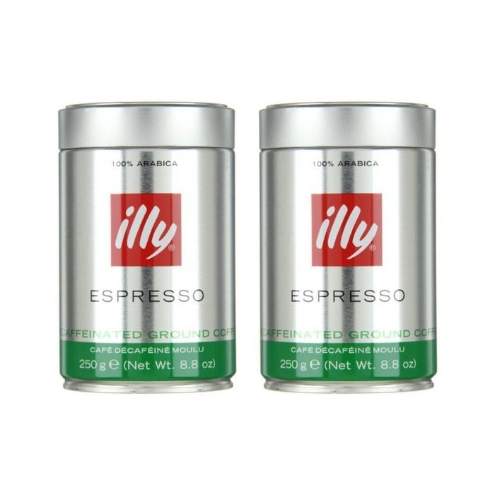 illy Caffe Decaffeinated Ground Coffee (Medium Roast, Green Band) 8.8 coffee cans (Pack of 6) N3