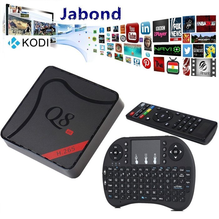 [ Free Mini Keyboard ] Jabond Q8 Android Smart TV Box KODI Full Loaded Add-ons Unlocked S905 Quad Core WIFI Built-in...