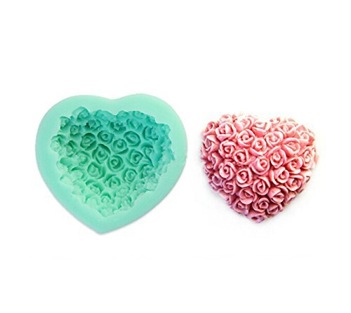 Autek Rose Heart Fondant Soap Sugar Craft Cake Decorating Silicone Mold #128