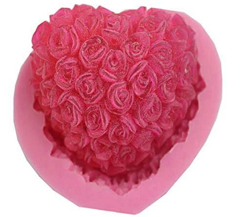 Autek Rose Heart Fondant Soap Sugar Craft Cake Decorating Silicone Mold #128 N4