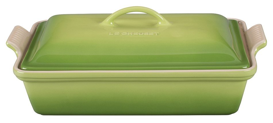 Le Creuset Heritage Stoneware 12-by-9-Inch Covered Rectangular Dish, Cerise (Cherry Red)