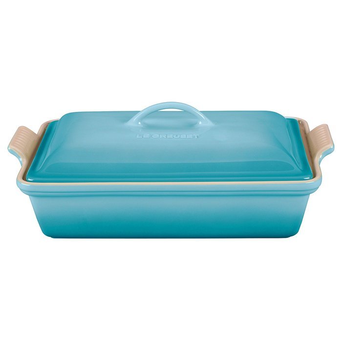 Le Creuset Heritage Stoneware 12-by-9-Inch Covered Rectangular Dish, Cerise (Cherry Red) N3