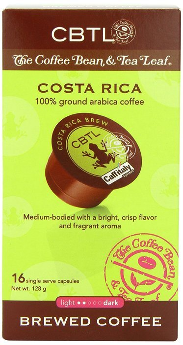 CBTL Costa Rica Brew Coffee Capsules By The Coffee Bean & Tea Leaf, 16-Count Box