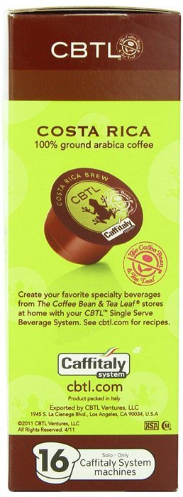 CBTL Costa Rica Brew Coffee Capsules By The Coffee Bean & Tea Leaf, 16-Count Box N4
