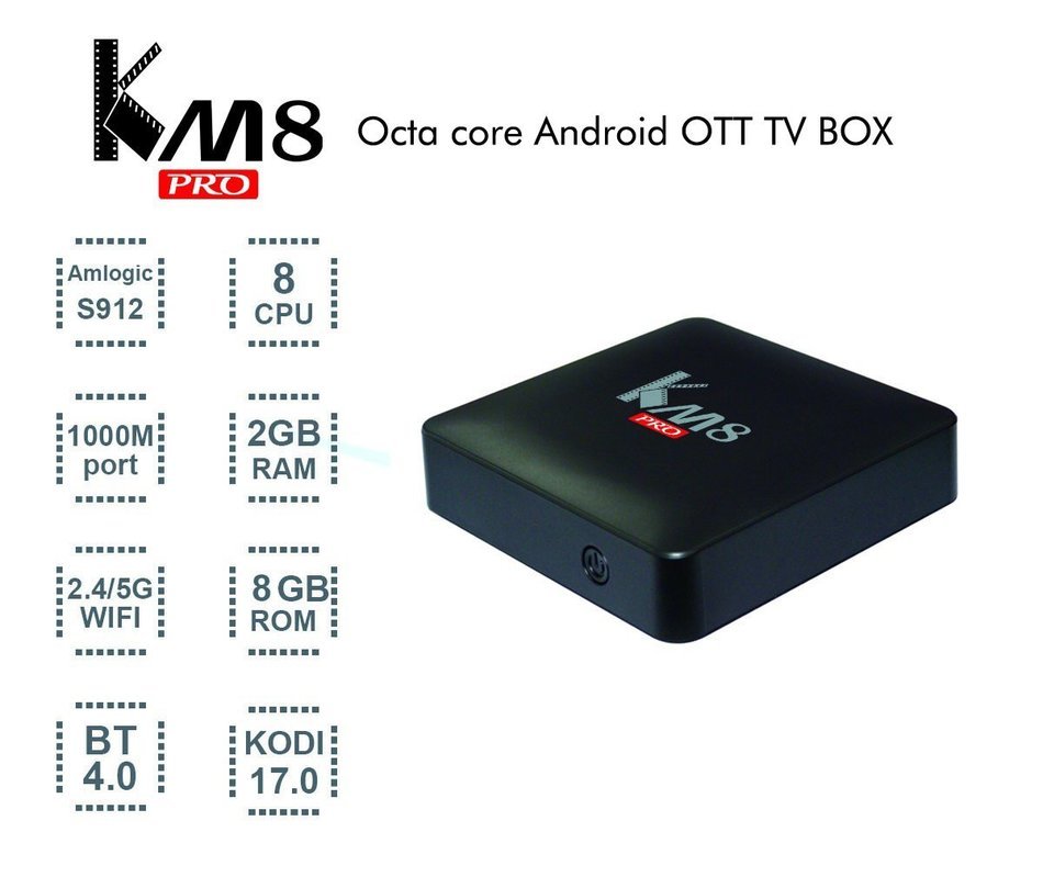 KM8 PRO Amlogic S912 Android 6.0 KODI 17.0 OTT TV Box, Fully Loaded Wifi 1080P 4K Octa Core Streaming Media Player...