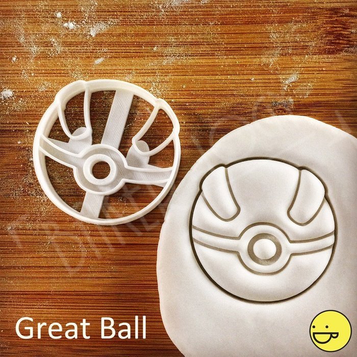 SET of 4 Pokeballs (Poke Ball, Great Ball, Ultra Ball, Master Ball) Cookie cutters: Beautifully detailed classic... N2