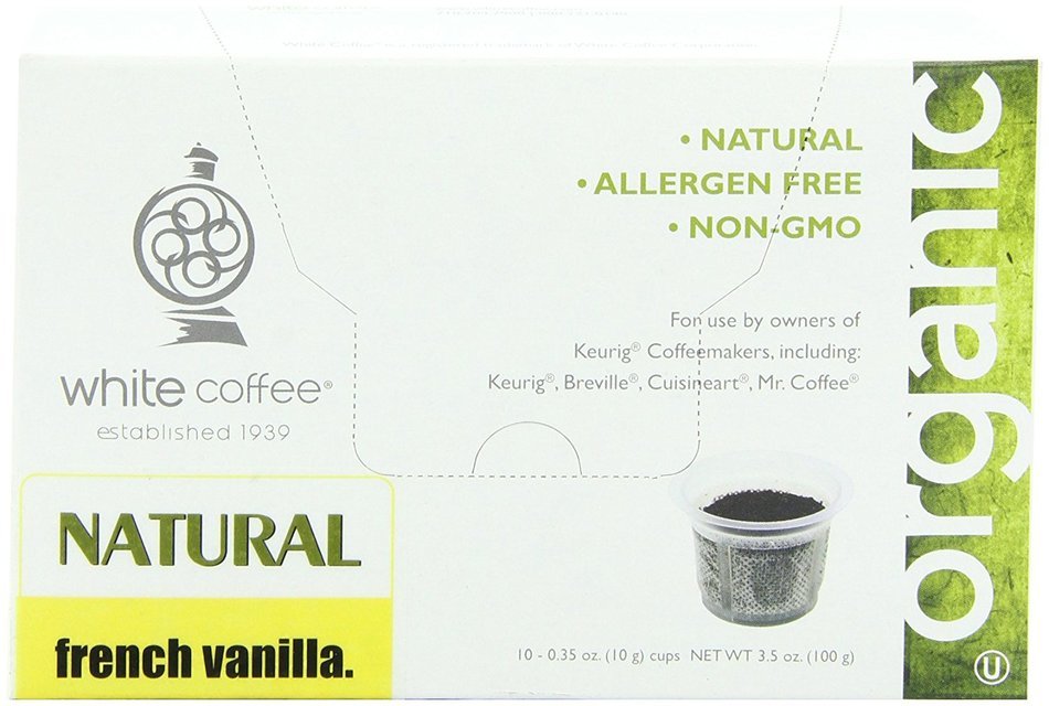 White Coffee Organic Single Serve Coffee, French Vanilla, 10 Count N2
