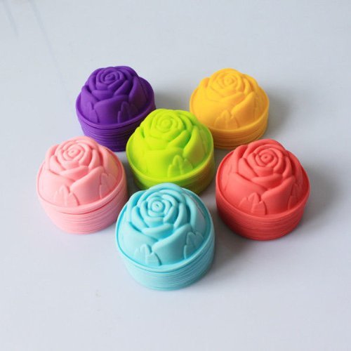 PRACTICAL 10 PCS Silicone Muffin Rose Cookie Cup Cake Baking Mold Chocolate Jelly Maker Mould