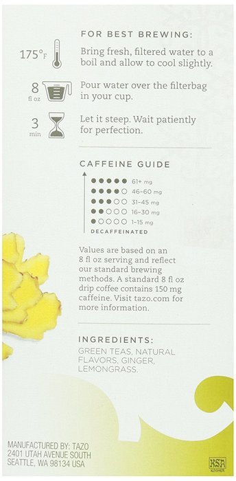 Tazo Tea, Green Ginger Tea, Tea Bags, 20 ct N2