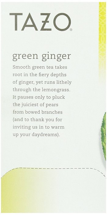 Tazo Tea, Green Ginger Tea, Tea Bags, 20 ct N3