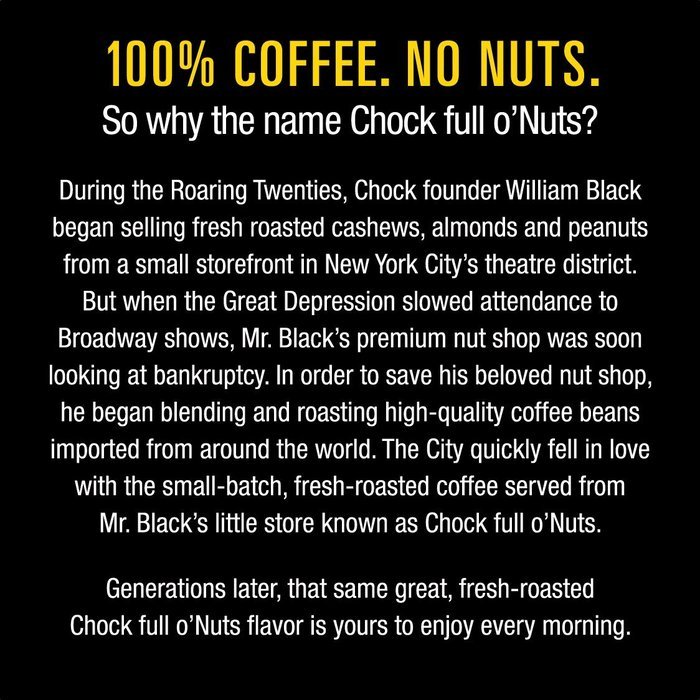 Chock full o'Nuts Coffee 100% Colombian Medium Roast, 12 Single Serve Cups, 3.8 Ounce N7