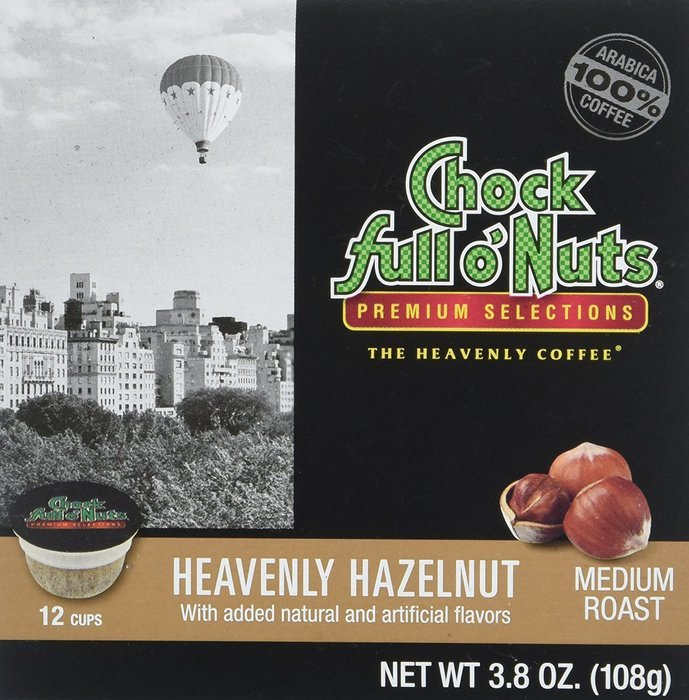Chock full o'Nuts Coffee 100% Colombian Medium Roast, 12 Single Serve Cups, 3.8 Ounce N14